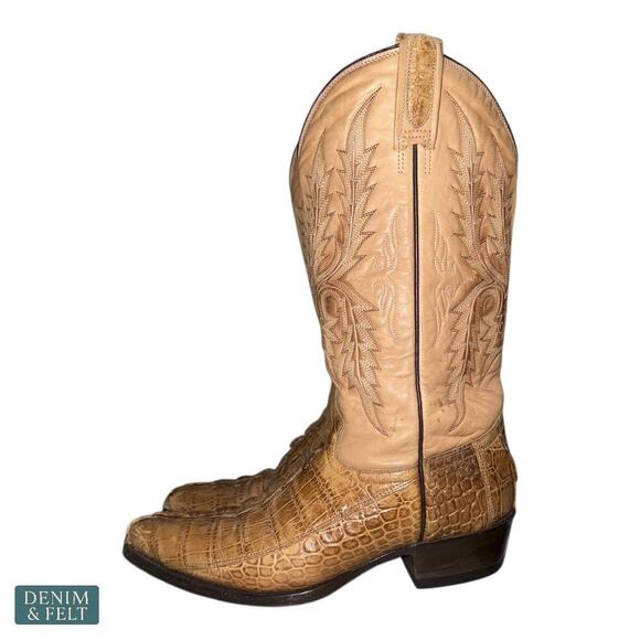 Mezcalero Men’s Tan Exotic Leather Western Cowboy‎ Boots Full Grain Handmade 8.5 main image 6